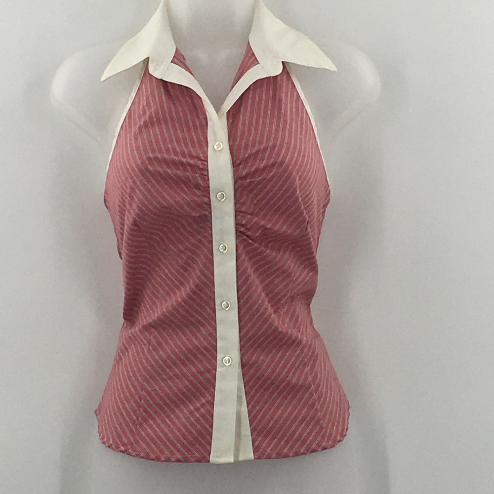 Wawa Red 97% Cotton Red/Shite Stripe Halter Top
